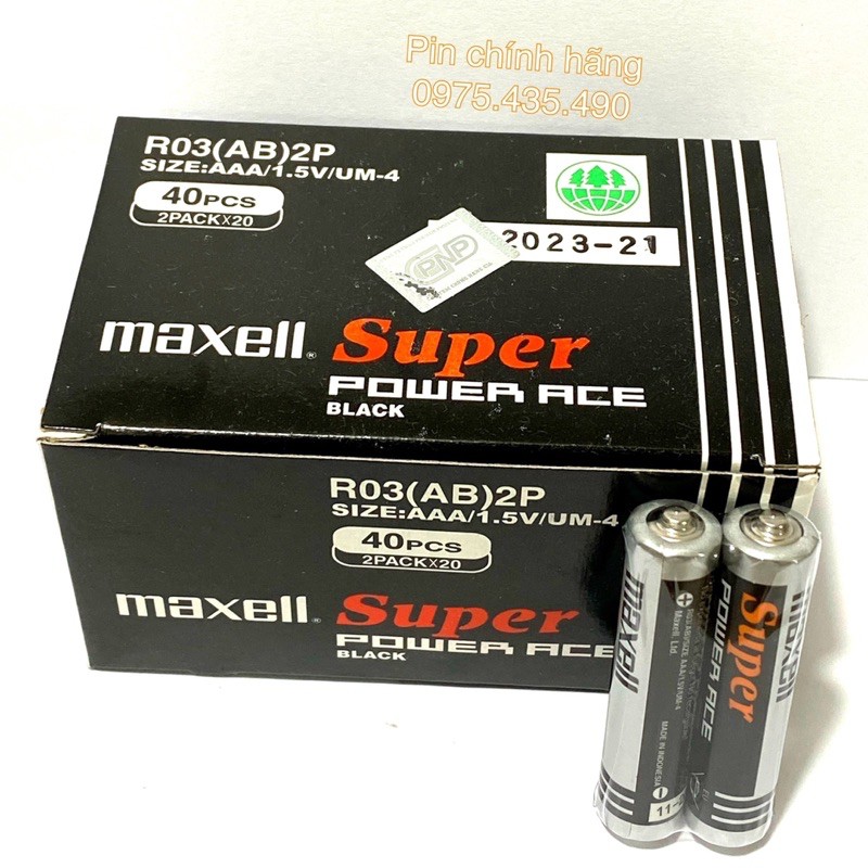 Hộp 40 Viên Pin AAA Maxell Chính Hãng R03 1 Vỉ 2 viên Made in Indonesia