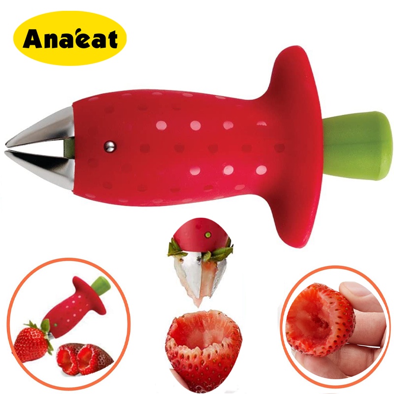 Dụng cụ lấy cuống dâu tây ANAEAT bằng thép không gỉ tiện lợi sáng tạo 9 × 4.8cm