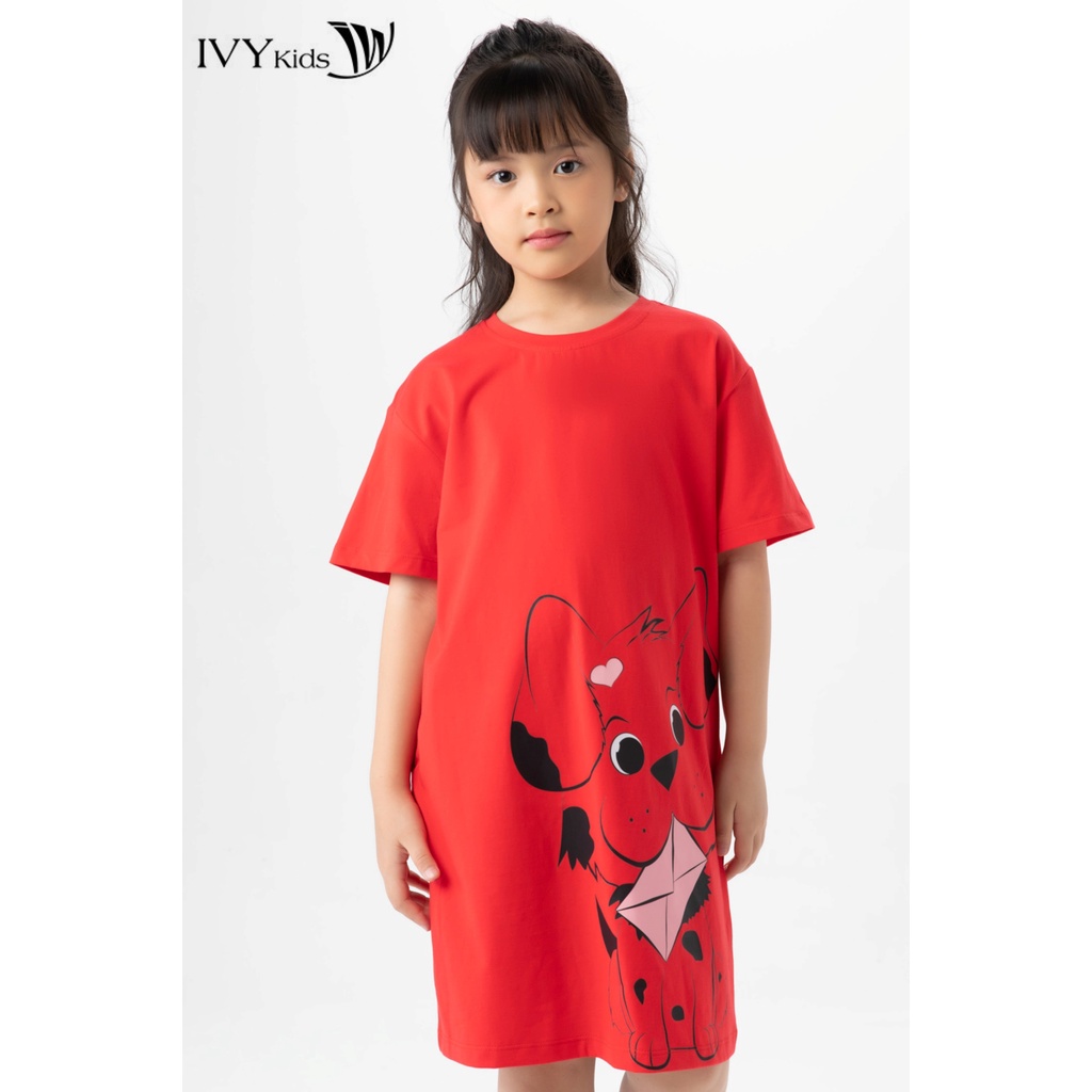 Đầm suông chú cún đáng yêu bé gái IVY moda MS 42G1505