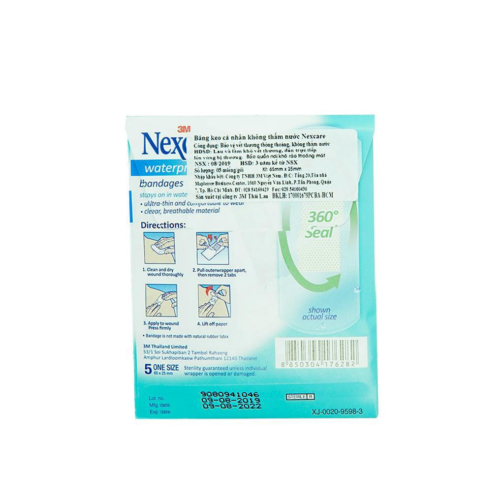 Băng keo cá nhân Nexcare 3M 25x65mm 50 miếng/ hộp - Chống thấm nước, co dãn tốt WTPS10