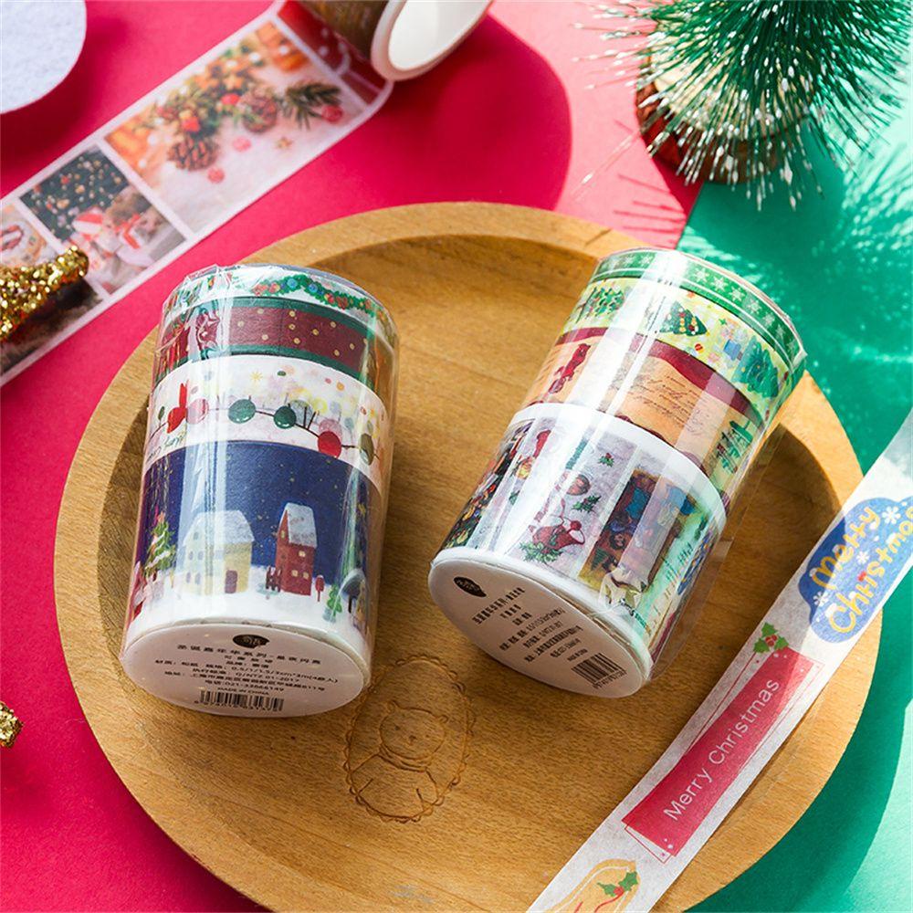 PISTA Set 4 Cuộn Băng Dính Họa Tiết Người Tuyết Dễ Thương Trang Trí Sổ Tay Nhật Ký