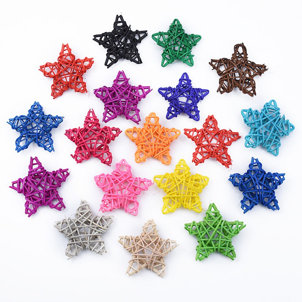Set 5 quả cầu mây đan hình ngôi sao / trái tim nhiều màu độc đáo dùng trang trí tiệc cưới diy