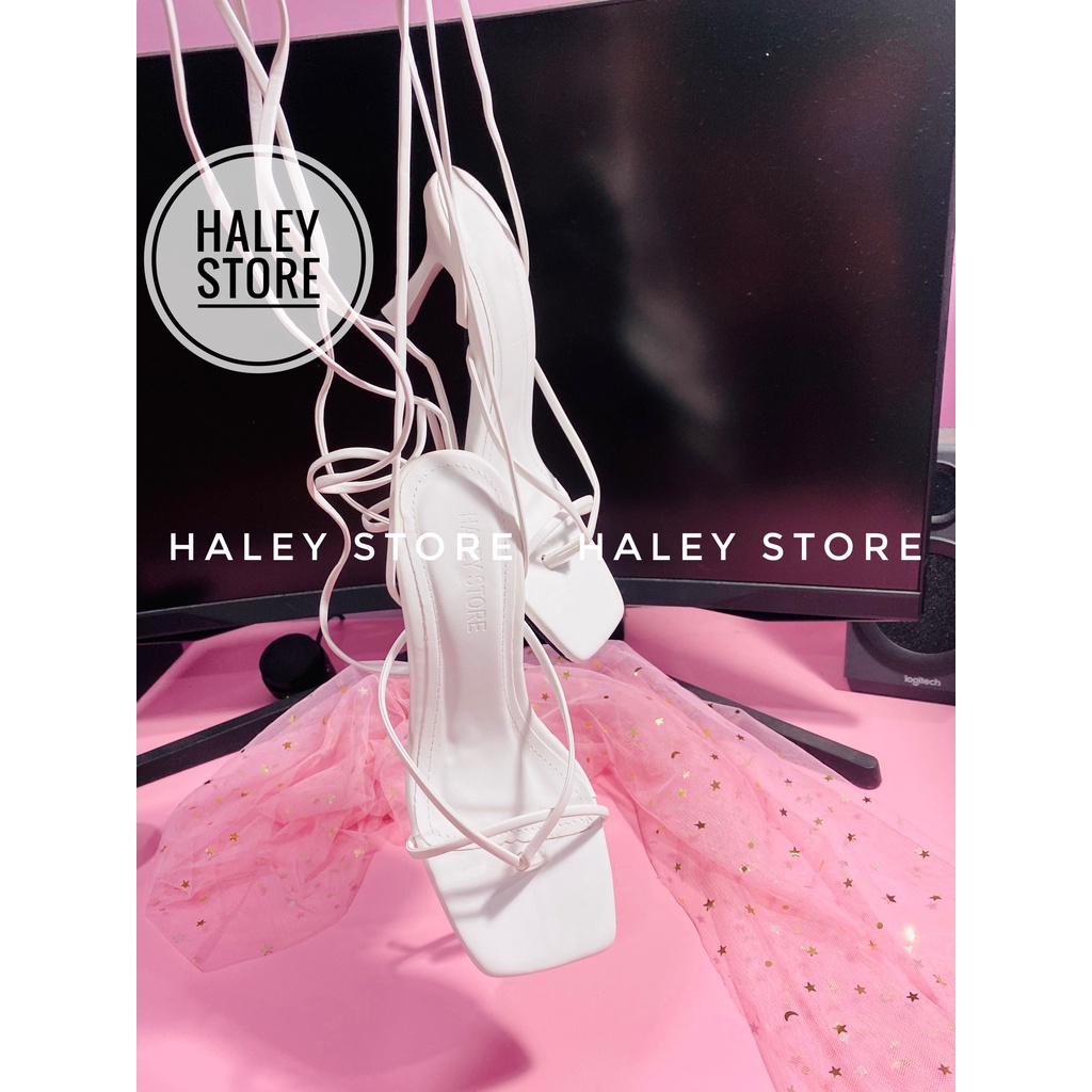 Giày xăng đan cao gót nữ HALEY STORE cột dây chiến binh quai mảnh kẹp A xỏ ngón 7cm dễ đi rê bền đẹp