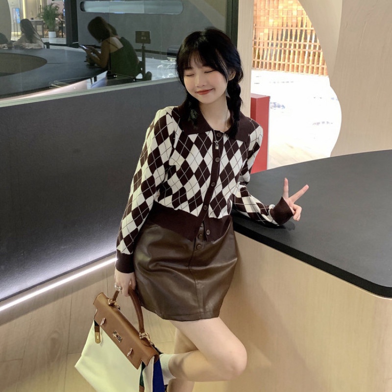 Chân Váy Da PU Lưng Cao Thiết Kế Hợp Thời Trang