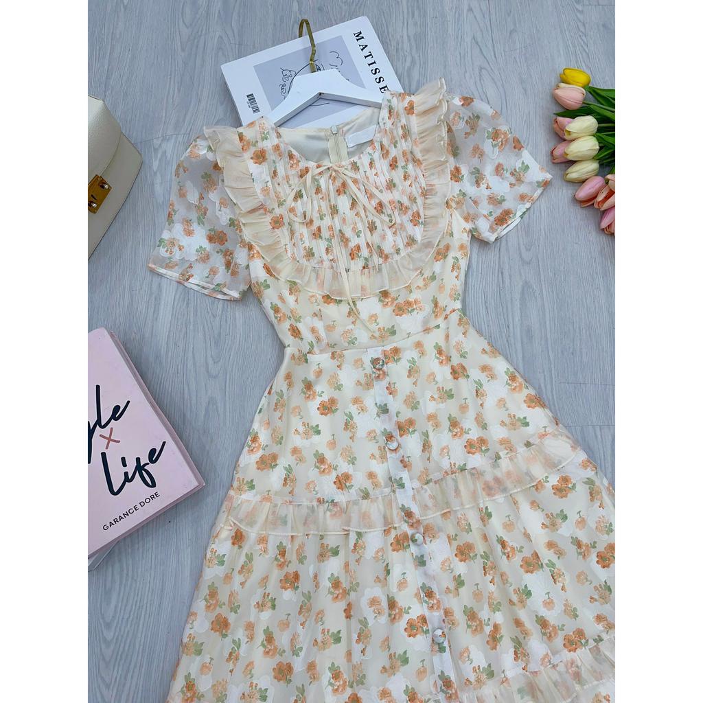 Váy hoa nhí dáng dài đi tiệc thiết kế sang trọng Tahe V282