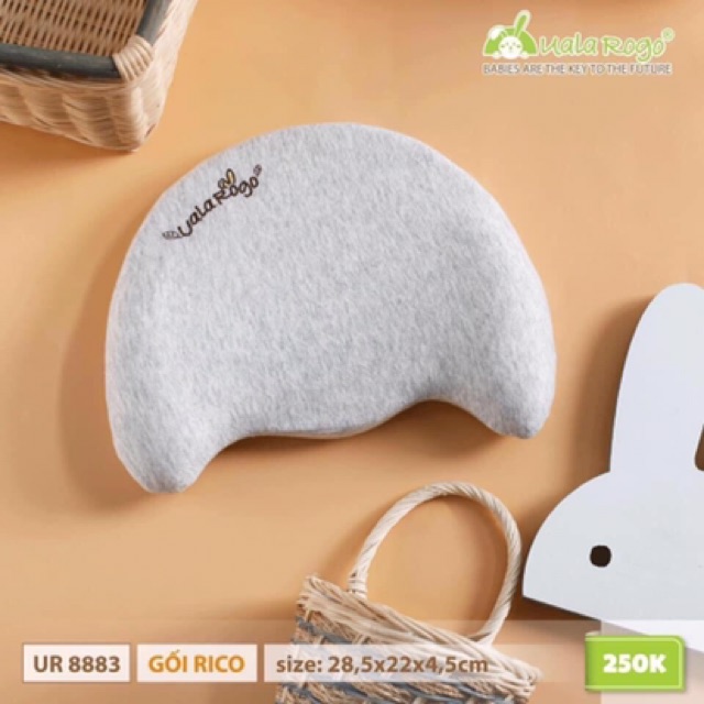 Gối sơ sinh UALA & ROGO Rico cao su non Memory Foam có lõm chống bẹp đầu [ babyboo ]