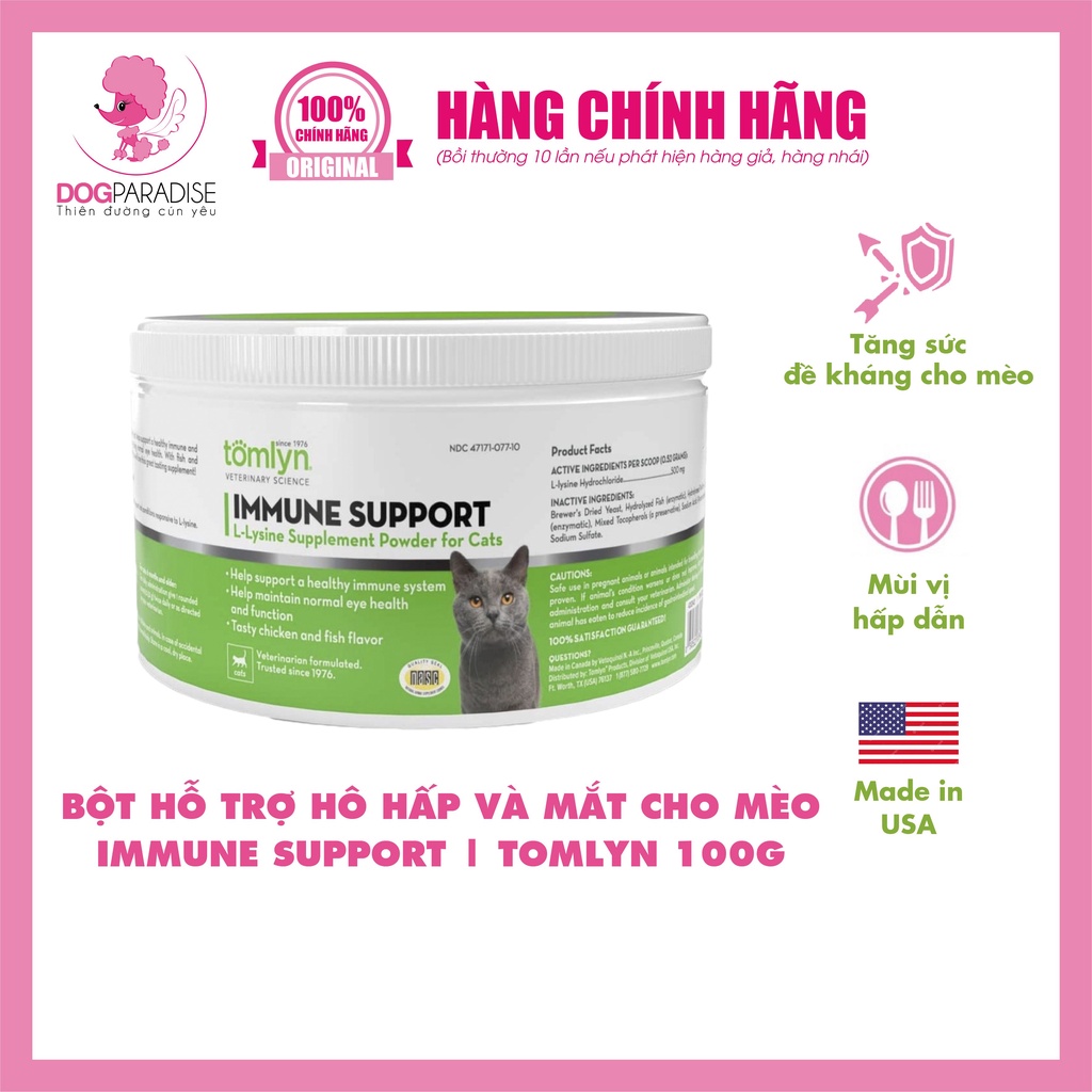 Bột hỗ trợ hệ hô hấp và mắt cho mèo Immune Support Tomlyn - 100g - Dog Paradise