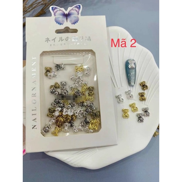 Set charm nơ, gấu, thương hiệu cao cấp, trang trí móng, phụ kiện nail