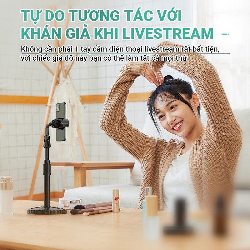 Giá đỡ điện thoại Cát Thái ZJL8 dành cho livestream xoay 360 độ, điều chỉnh độ cao, giá kẹp chống trượt chống trầy