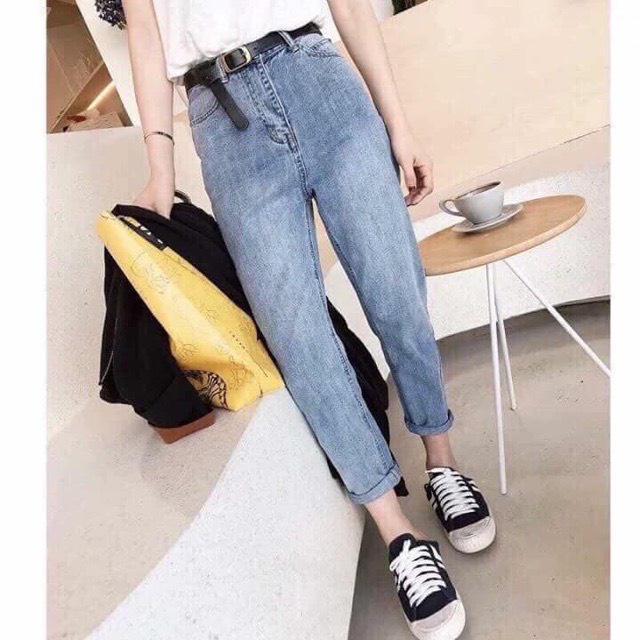 Quần baggy nữ quần bò jeans nữ cạp cao 1 khuy PDShop | BigBuy360 - bigbuy360.vn