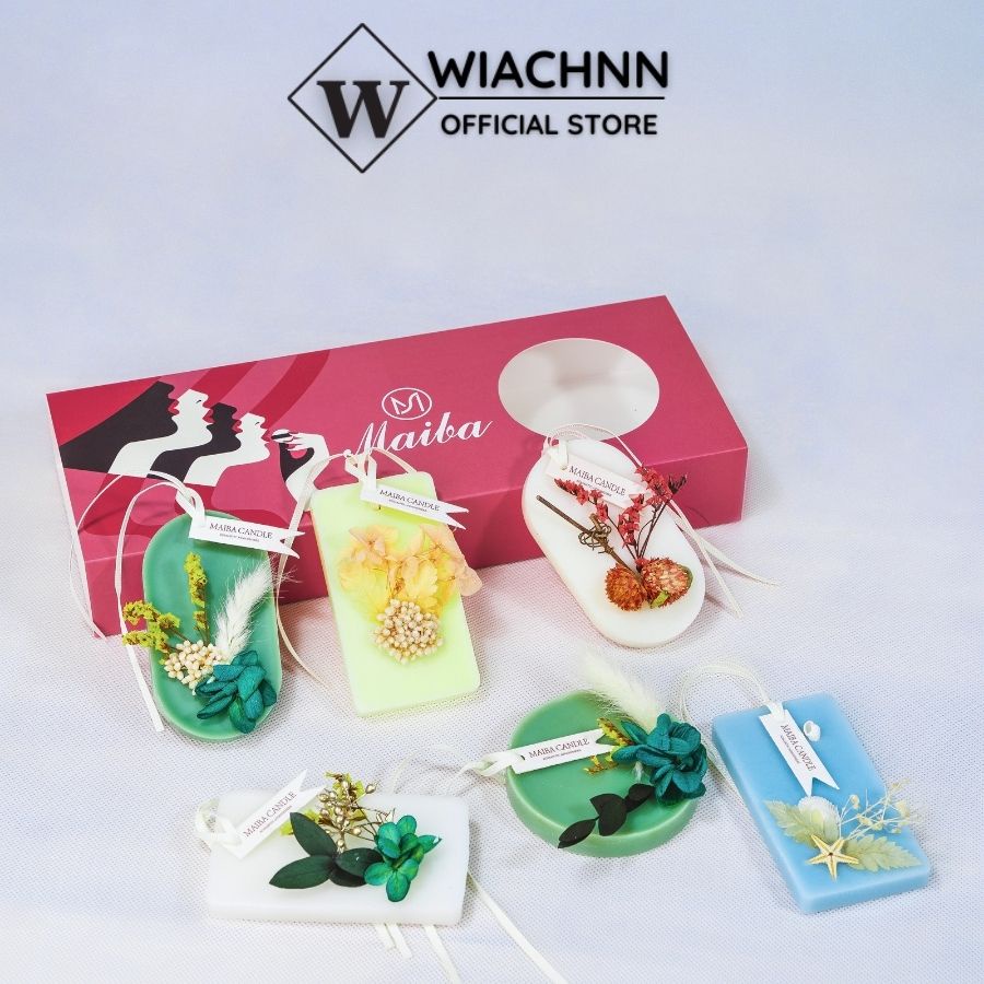 Set 3 Sáp Thơm Hoa Khô Thiên Nhiên WIACHNN Kèm Túi Xách Làm Quà Tặng Khử Mùi Decor