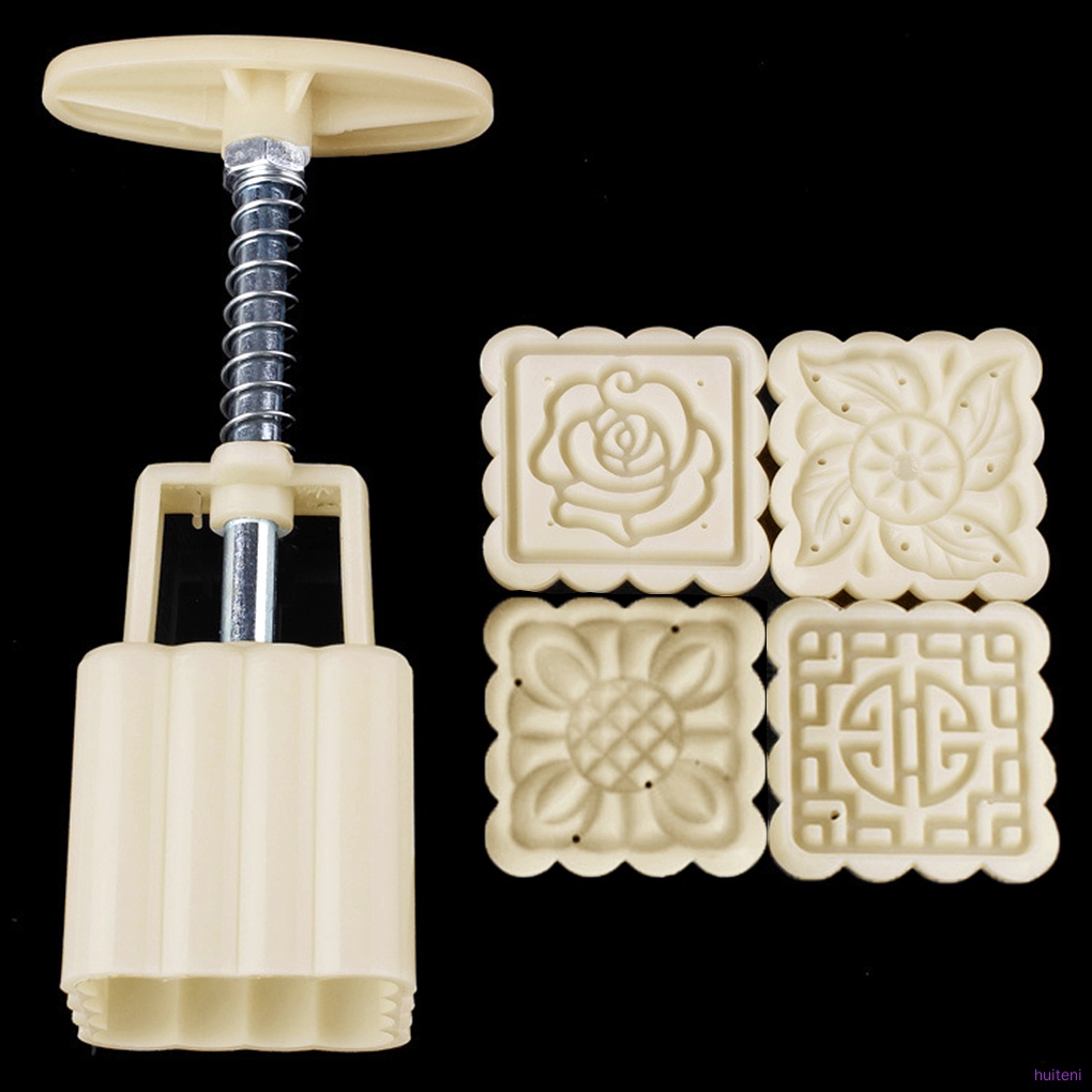 Set khuôn tem nhấn tay làm bánh trung thu hình vuông có thể tái sử dụng DIY