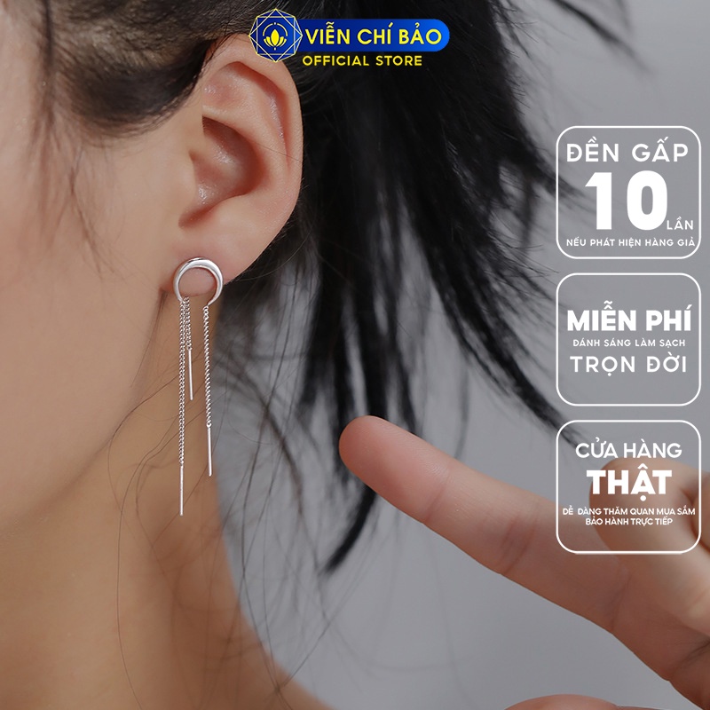 Bông tai bạc nữ họa tiết Mặt trăng chất liệu bạc 925 thời trang phụ kiện trang sức nữ Viễn Chí Bảo B000272