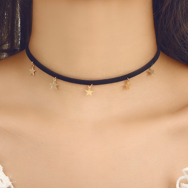 Vòng Cổ Choker Dây Nhung Mặt Ngôi Sao Năm Cánh Phong Cách Hàn Quốc