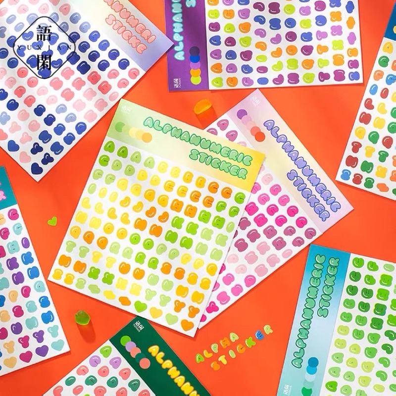 Set 2 tấm sticker chữ Alphanumeric Sticker