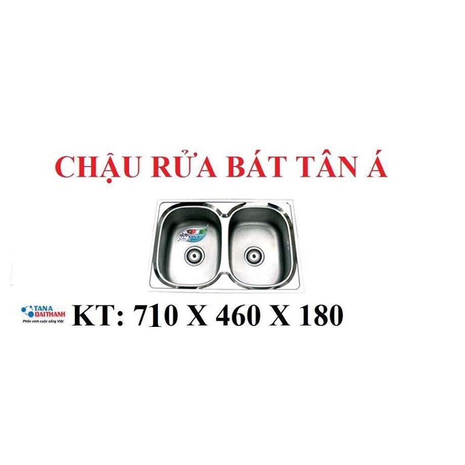 [FREESHIP] Chậu rửa bát Inox Tân Á xuất khẩu 2 ngăn (không có bàn) - đã đủ phụ kiện thoát nước