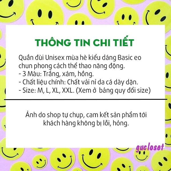 Quần đùi Unisex mùa hè kiểu dáng Basic eo chun phong cách thể thao năng động | BigBuy360 - bigbuy360.vn
