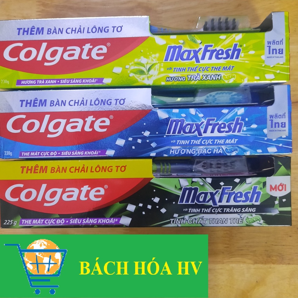 Combo 3 cây kem đánh răng Colgate Maxfresh 230 tặng 3 cây bàn chải lông tơ - BACH HOA HV