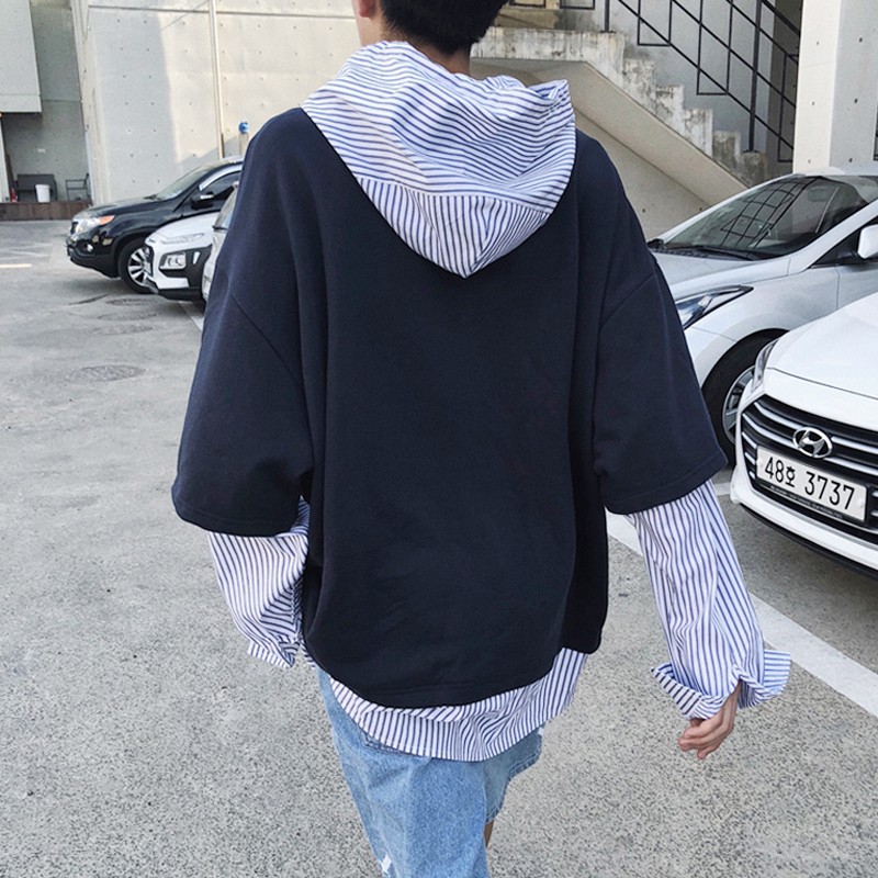 Áo hoodie giả 2 mảnh dài tay phong cách Hàn Quốc 4 màu lựa chọn dành cho nam | BigBuy360 - bigbuy360.vn