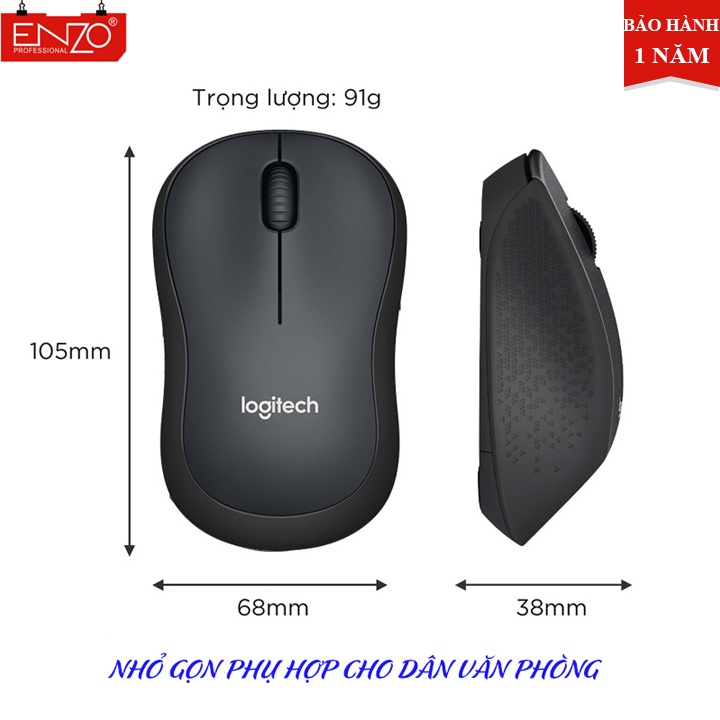 Chuột không dây không tiếng ồn cao cấp Logitech nhỏ gọn, độ nhạy cao,Tặng kèm Pin. Pin lên tới 24 tháng BH 1 năm Enzopro