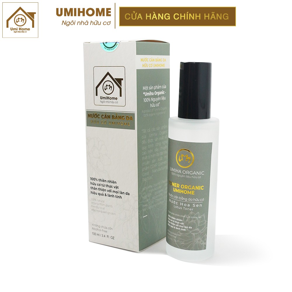 Toner Hoa Sen thiên nhiên UMIHOME cân bằng ẩm cho da | Lotus Toner 100ml