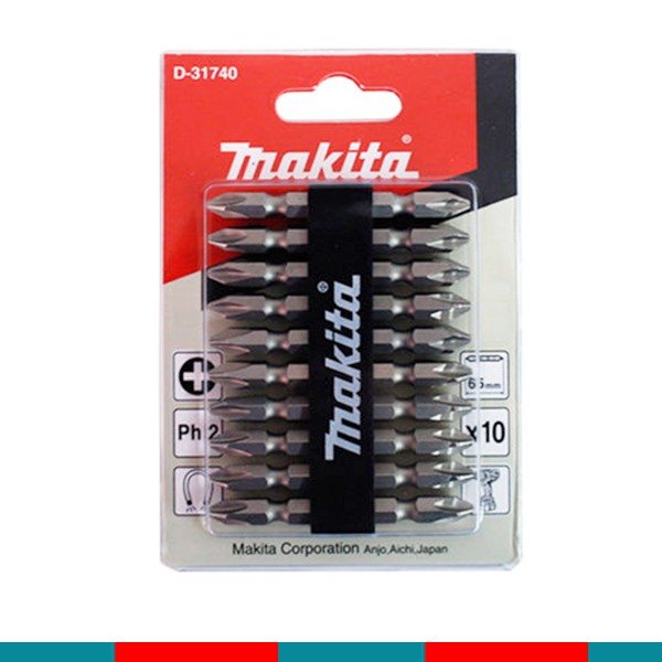 Bộ mũi vặn vít 2 đầu 10 cái Makita (mã sản phẩm: D-31740) | Phụ kiện Makita chính hãng