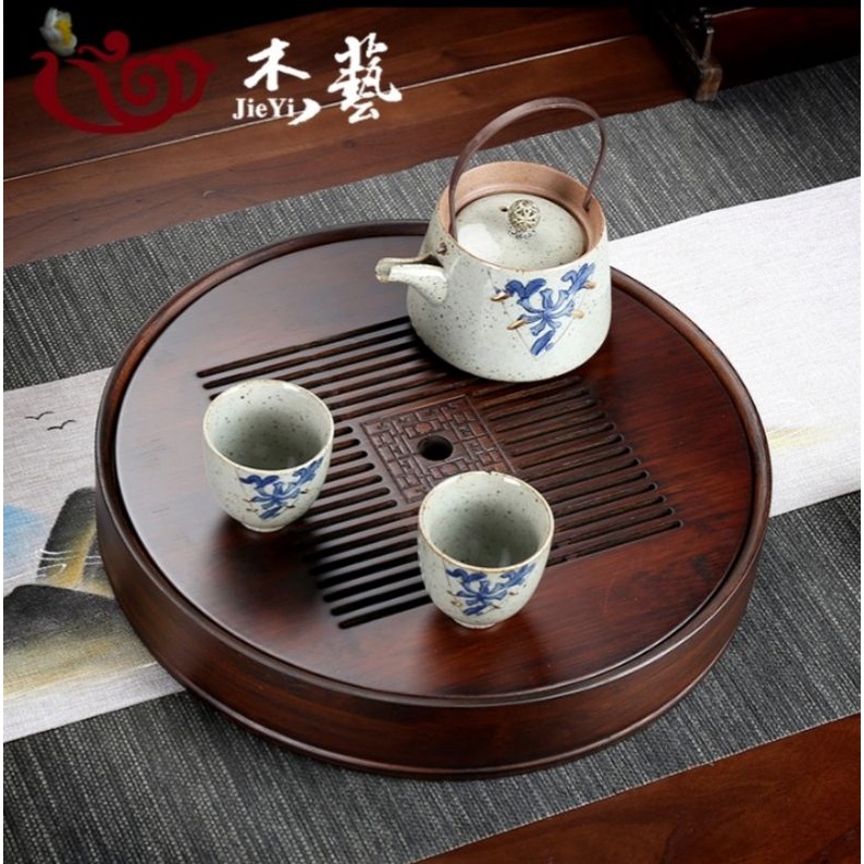 Khay trà hình tròn gỗ quý đường kính 30cm