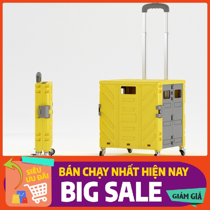 Xe kéo đi chợ siêu thị gấp gọn hàng đẩy hàng, thùng đựng đồ vali kéo đa năng, xe kéo đi chợ có thùng đựng