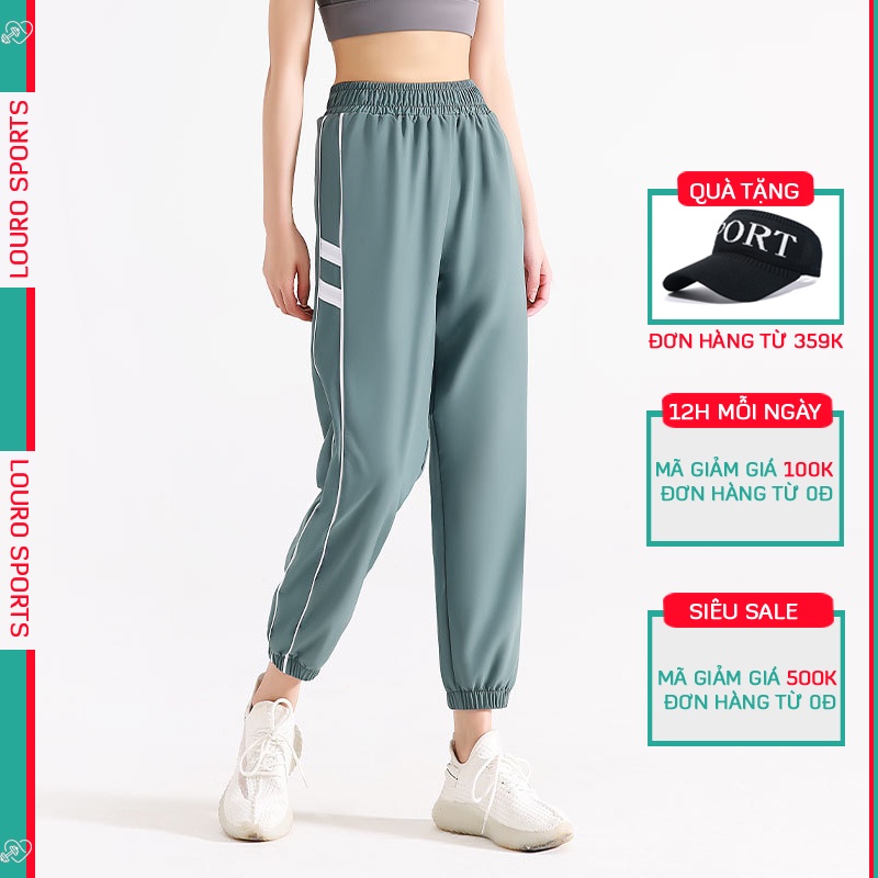 Quần Jogger Thể Thao Nữ Louro QL105, mẫu quần joker tập gym nữ phối 2 màu, phù hợp tập thể thao, gym, zumba, chạy bộ
