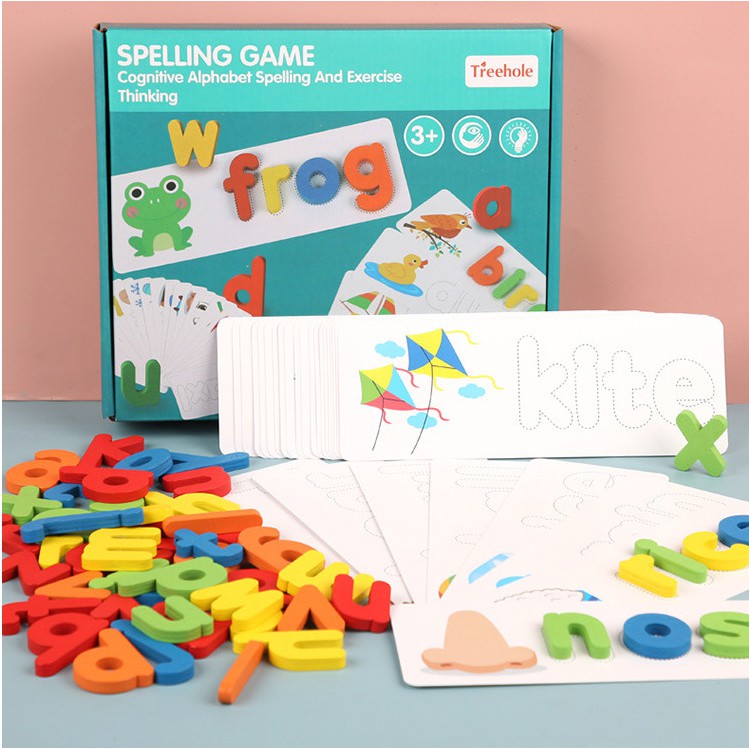 [GIÁ HỦY DIỆT] Spelling Game - Đồ chơi ghép chữ đánh vần Tiếng Anh, 52 bộ thẻ học ghép chữ cho bé thỏa sức sáng tạo