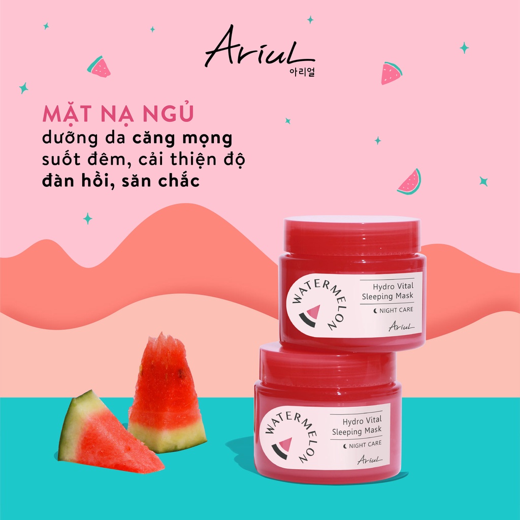 [HSD T2/2024] Mặt Nạ Ngủ ARIUL Làm Dịu Và Cấp Ẩm Chiết Xuất Dưa Hấu Watermelon Hydro Vital Sleeping Mask 80g