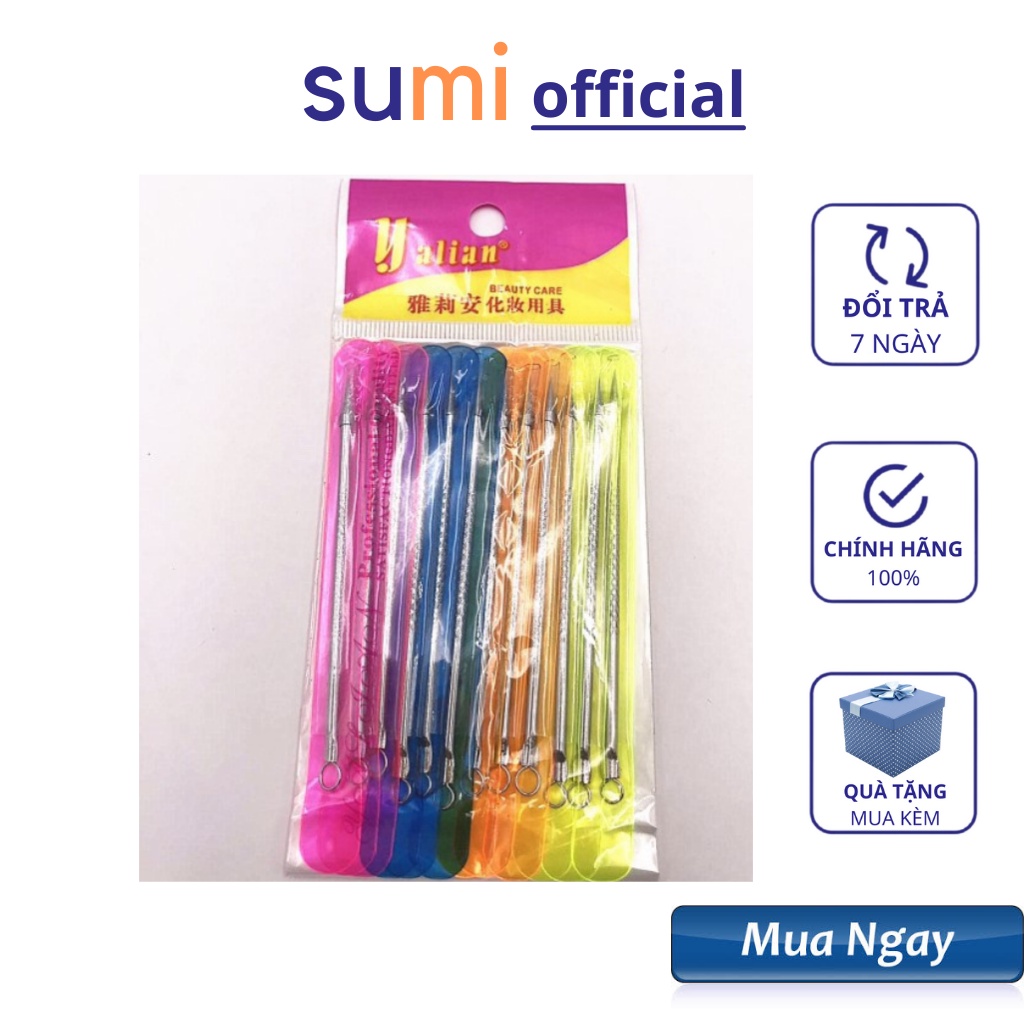 cây nặn mụn 2 đầu chuyên nặn mụn trứng cá, đầu đen Hàn Quốc túi 12 cây