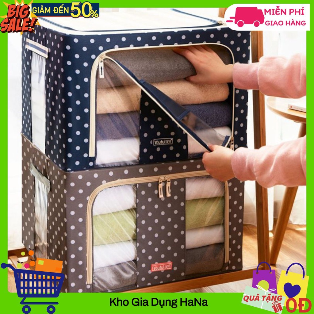 Hộp Đựng Quần Áo🎁Túi Đựng Chăn Màn Bằng Vải Cỡ Lớn Có Khung Đỡ Kim Loại Chịu Lực Chắc Chắn Xếp Gọn Chống Ẩm Mốc CAO CẤP