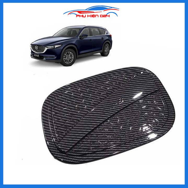 Ốp nắp bình xăng CX5, CX-5 2018-2019-2020-2021-2022-2023 vân cacbon chống trầy trang trí ô tô