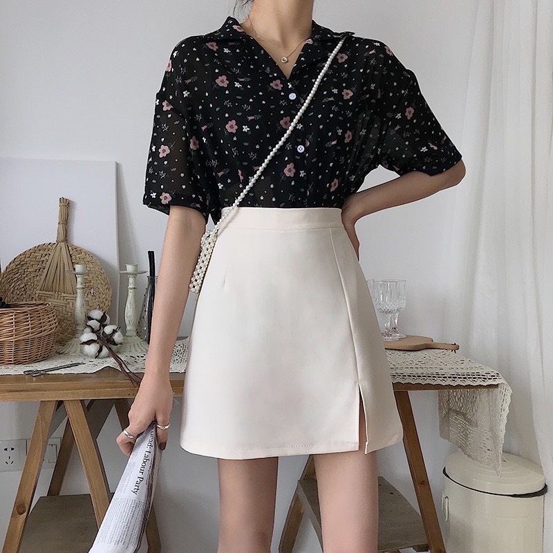 Chân váy chữ A xẻ ngắn kèm quần trong. Chân váy công sở lưng cao xẻ tà màu trơn dễ phối đồ trẻ trung thanh lịch CV06 | BigBuy360 - bigbuy360.vn