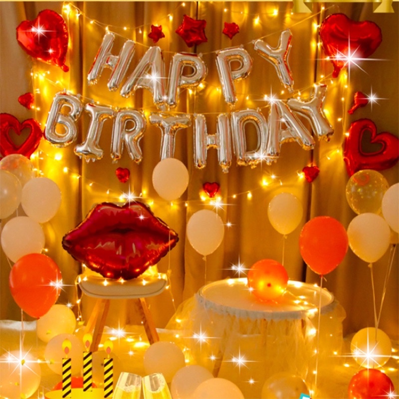 { Tặng Kèm Dây Đèn Led Trang Trí } Set bóng bay trang trí sinh nhật Happy Birthday MA00