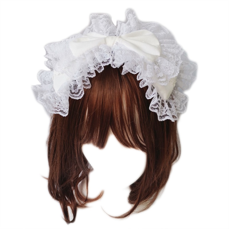 Cài tóc phối nơ ren phong cách lolita xinh xắn tùy chọn màu sắc