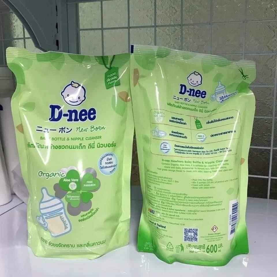 Túi nước rửa bình sữa thái lan Dnee ko tem 600ml - hàng nội địa KHÔNG TEM