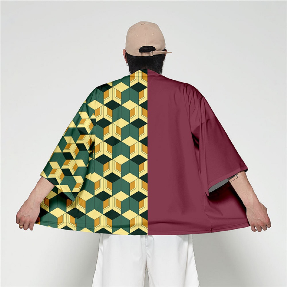 Áo khoác form kimono cosplay phong cách hoạt hình Demon Slayer độc đáo cho đêm Halloween