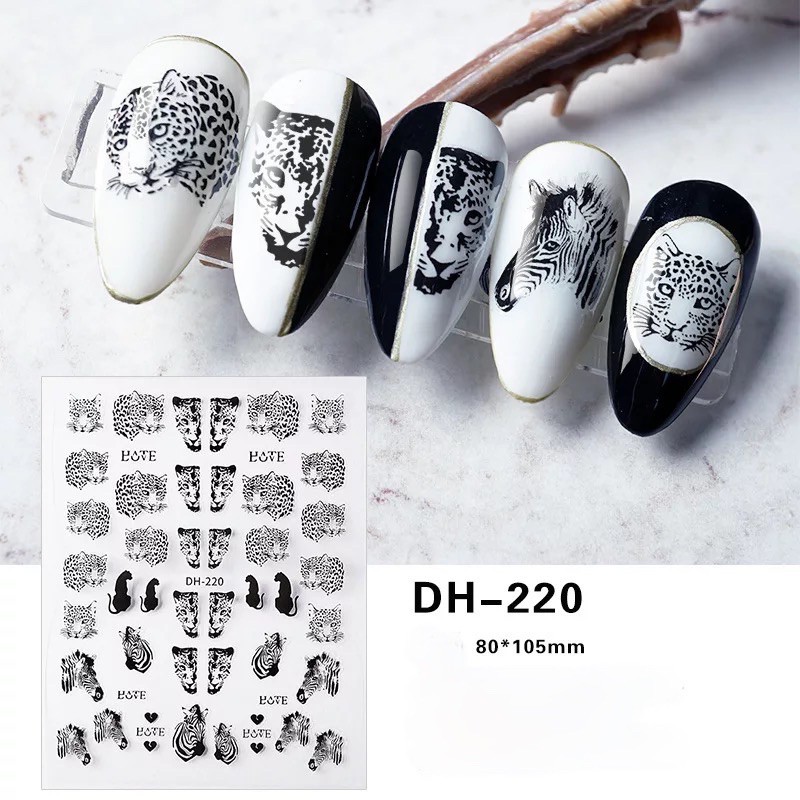 Sticker dán móng tay hoạ tiết con báo,hình dán móng tay hoạ tiết con báo trang trí móng tay nail