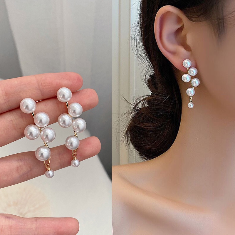 Khuyên Tai Đính Hạt Ngọc Trai Phong Cách Hàn Quốc Thời Trang Cho Nữ