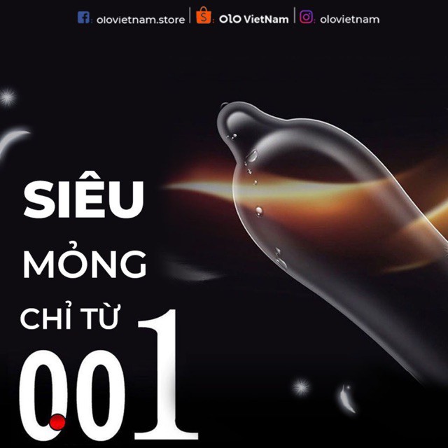 Bao cao su OLO dầu Ấn Độ đỏ siêu mỏng 0.01mm nhiều gel HA 10bao/hộp