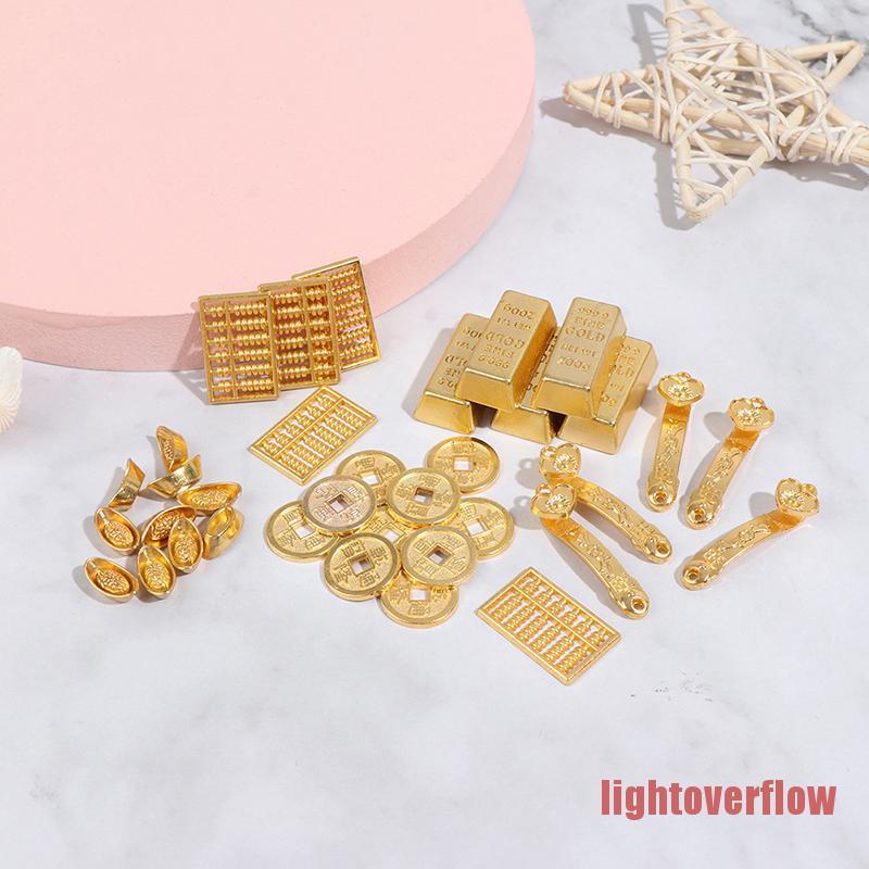 Set 5/10 mô hình thỏi vàng trang trí nhà búp bê tỉ lệ 1:12