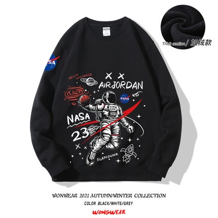 Áo Hoodie Cotton Dày Tay Dài In Hình Phi Hành Gia NASA Dành Cho Cặp Đôi
