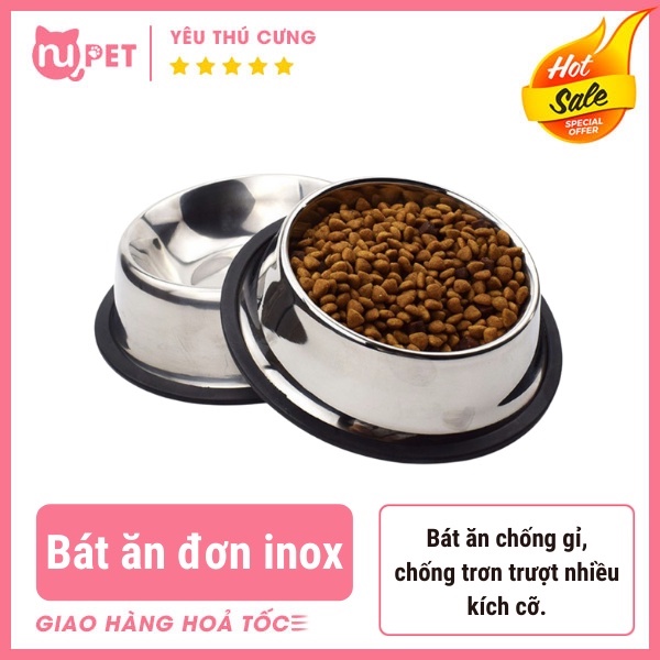 Bát ăn đơn inox trơn cho chó mèo