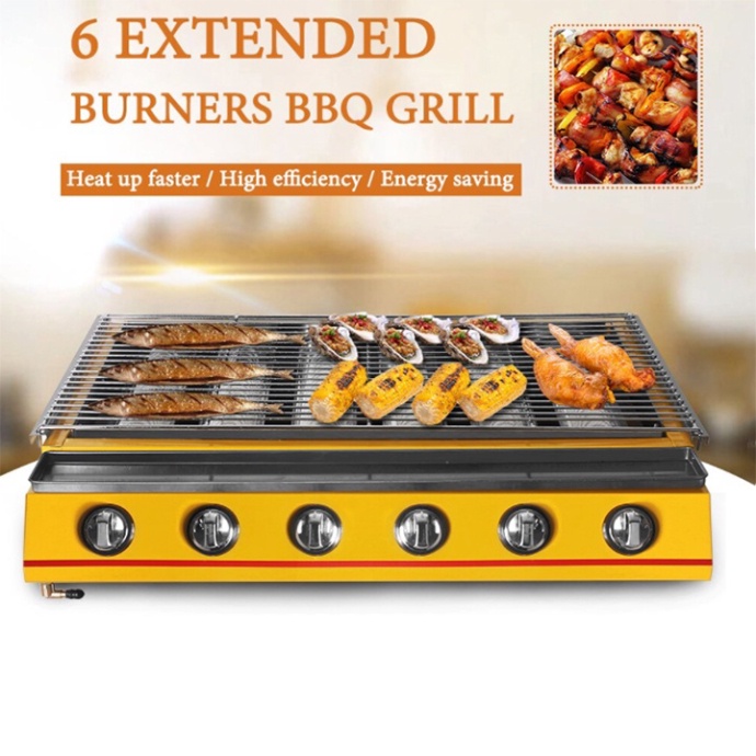 Bếp nướng hải sản bằng gas, nướng hàu, thịt bbq sử dụng ga 6 đầu đốt ETON ET-K333