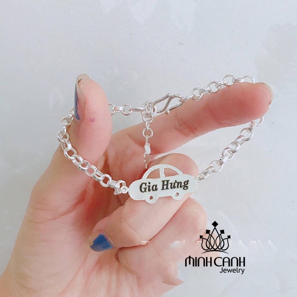 Lắc Bạc Hình Oto Khắc Tên Cho Bé Minh Canh Jewelry