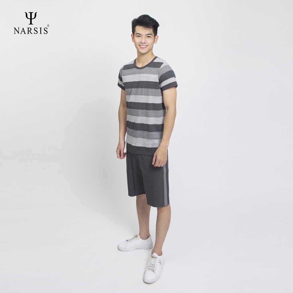 Áo nam màu ghi kẻ Narsis D5019