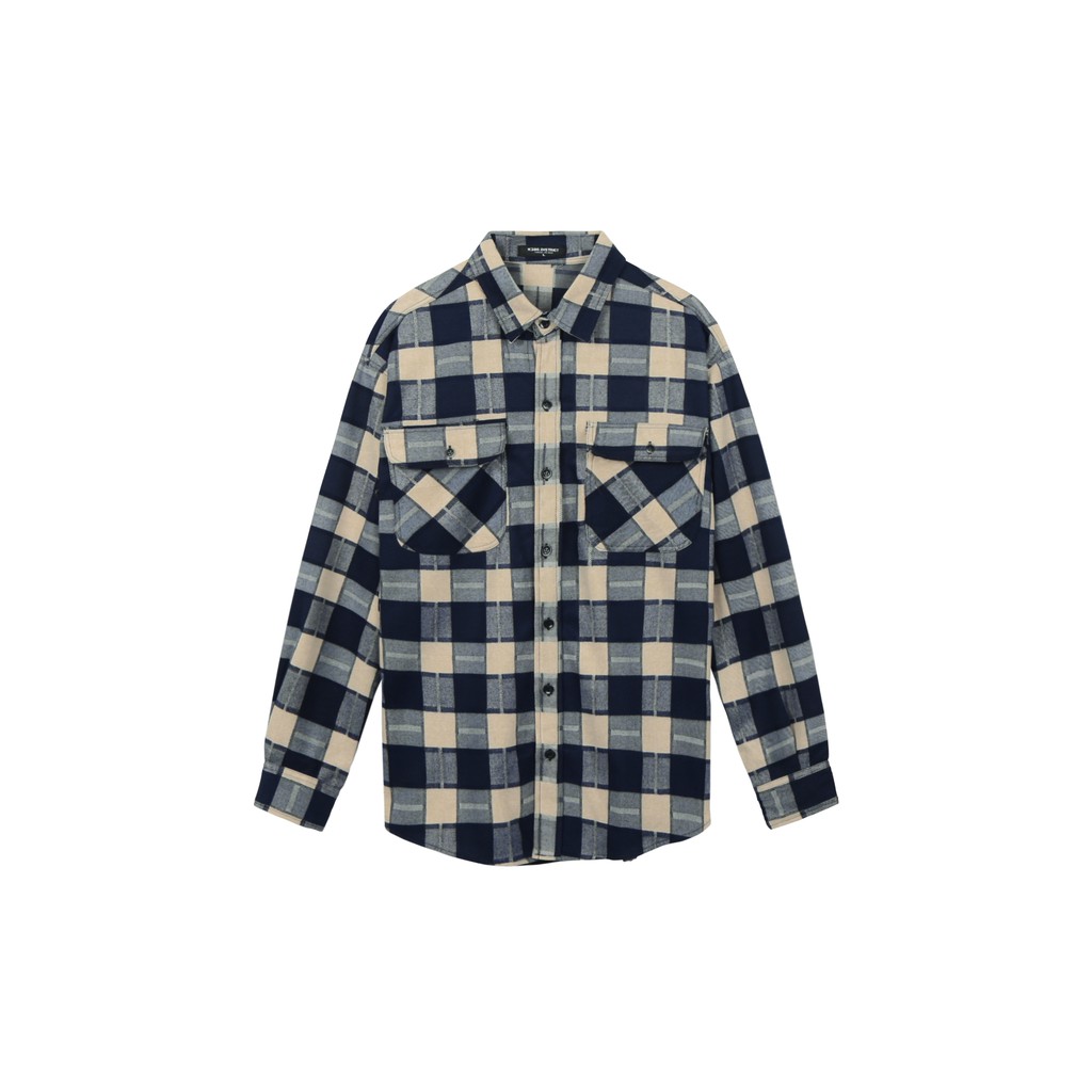 Áo Sơ Mi Flannel Màu Kem Sọc Xanh | BigBuy360 - bigbuy360.vn