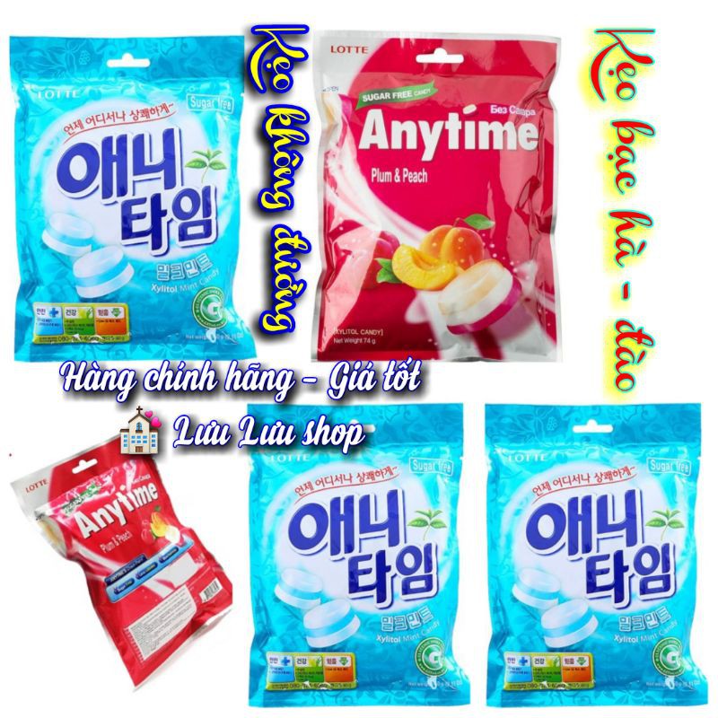 Kẹo Anytime Hàn Quốc bạc hà không đường gói 60gr